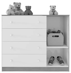 Cômoda Infantil com Sapateira Isis 1 Porta 4 Gavetas Branco - Incorplac