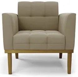 Poltrona Base Madeira Castanho Kit 2 Ana Suede Marrom RT - Ibiza
