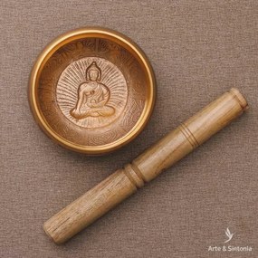 Tigela Tibetana Orin Gold Envelhecido