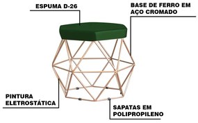 Puff Decorativo Base Gold Elsa Suede Verde G41 - Gran Belo