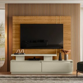 Estante de TV 75 Pol 183cm Sala de Estar Belora M20 - D'Rossi  - Cumaru e Opala