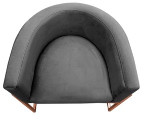 Poltrona Decorativa Base Metal Bronze Luna Veludo Cinza - Sheep Estofados - Cinza