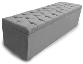 Calçadeira Baú Solteiro 100cm Nicole Capitonê Suede Cinza - Sheep Estofados - Cinza