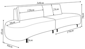 Sofá Bipartido Sala de Estar Jamaica 340cm Curvo Pés Alumínio Linho Off White G52 - Gran Belo