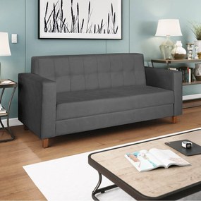 Sofá 2 Lugares Denver Linho Chumbo - ADJ Decor
