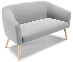 Sofá Namoradeira e Poltrona Pé Palito Natural Stella Suede Cinza D03 - D'Rossi