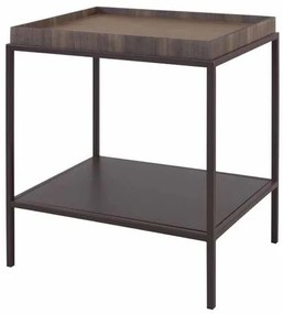 Mesa de Cabeceira Fency Nogueira E Recouro Caramelo com Base Aco Corten 50 cm - 67282 Sun House