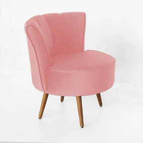 Poltrona Pérola Decorativa Pés Palito Veludo Rose