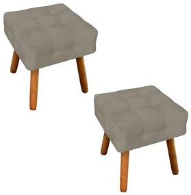 Puff Banqueta Decorativo Pé Palito de Madeira Kit 2 Elisa Suede Marrom Rato D03 - D'Rossi