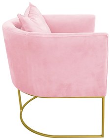 Poltrona Paola Suede Base Metálica Dourado D03 - D'Rossi Bege - Rosa Bebê