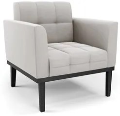 Sofá Namoradeira e 2 Poltronas Base Madeira Preto Ana Veludo Cinza - I