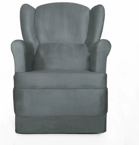 Poltrona Ana de Amamentação com Balanço Suede Cinza