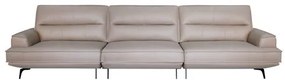 Sofá Evans 3 Lugares Couro Pérola 335cm - 69872 Sun House