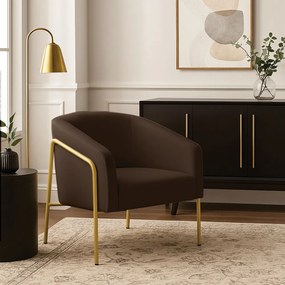 Poltrona Sala Industrial Alta Dourado Stella Suede D03 - D'Rossi - Marrom