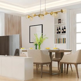 Pendente Mousse C/ 9 Globos 121Cm 9Xg9 / Cabos Cristal / Metal E Globo... (BT - Branco Texturizado, FOSCO)