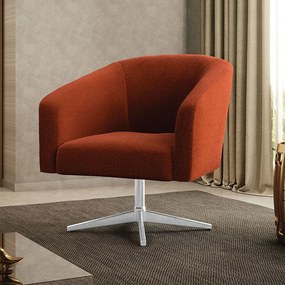 Poltrona Decorativa Giratória Cromada Stella Bouclê D03 - D'Rossi - Terra