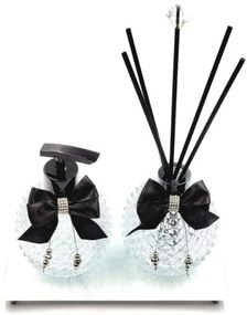 Kit Lavabo Luxo Saboneteira e Difusor de Varetas Vidro 270ml - Com bandeja