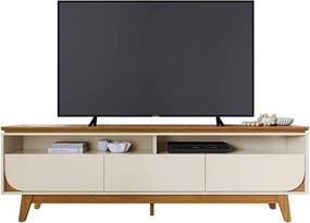 Bancada Decorativa Saiko MDP Pintura UV 3 Gavetas Corrediças Telescópicas até 75 Cinamomo/OffWhite G97 - Gran Belo