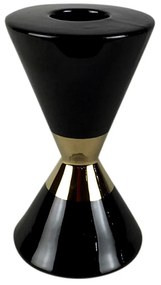 Castical Decorativo Ceramica Preto e Dourado 18,5 Cm - D'Rossi