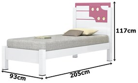 Cama Luiza Solteiro Branco/Rosa – Vitamov