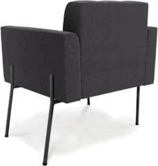 Poltrona Para Sala Pé Metal Preto Kit 2 Ana Bouclé Grafite - Ibiza