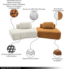Sofá Ilha Sala de Estar Modulado Dakota Encosto Almofadas Soltas Bouclê Rústico OffWhite/Terracota G33 - Gran Belo