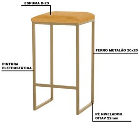 Banqueta Decorativa Billie Base Gold Suede Mostarda G41 - Gran Belo