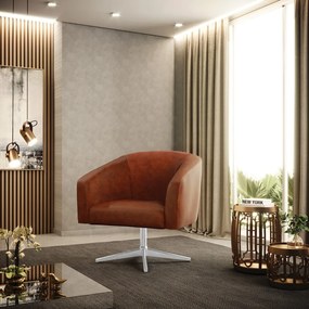 Poltrona Decorativa Giratória MA30 Stella Sintético PU D03 - D'Rossi - Nozes