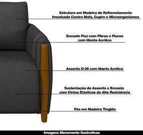 Poltrona Decorativa Pés Madeira Maceió PU Preto G45 - Gran Belo