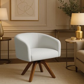 Poltrona Sala Base Giratória Madeira Arielle Bouclê D03 - D'Rossi - Cinza