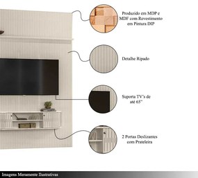 Home Theater Killua 2 Portas Deslizantes MDP até 65 Calacata/OffWhite G97 - Gran Belo