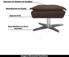 Kit 2 Puff's Decorativos Base Giratória Cromada Charger Suede Marrom G19 - Gran Belo