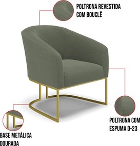 Cadeira Sala de Jantar Base Industrial Dourada Stella Bouclê D03 - D'Rossi - Verde Pistache