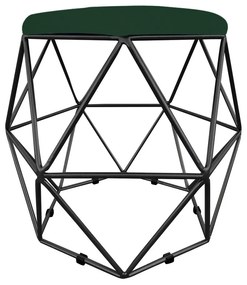Puff Aramado Hexágono Decorativo Industrial Preto com Suede D03 - D'Rossi - Verde