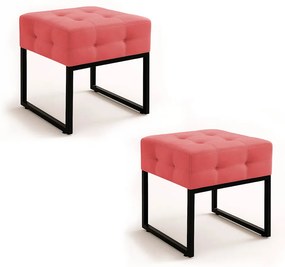 Puff Sala Decorativo Industrial Kit 2 Elisa Suede D03 - D'Rossi - Rose