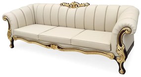 Sofá Napoleão 3 Lugares Entalhado Madeira Maciça Eucalipto Design de Luxo Peça Artesanal