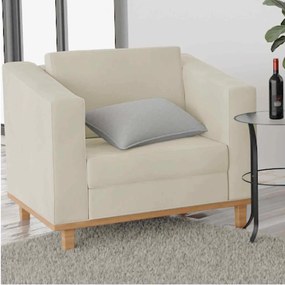 Poltrona Decorativa Europa Linho Bege ADJ Decor