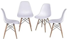 Kit com 4 Cadeiras Eames Polipropileno Base Madeira na Cor Fendi - 64564 Sun House
