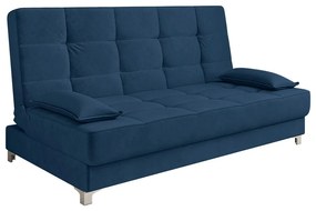 Sofá Cama Equador 193 cm Encosto Reclinável Veludo Pés Plástico Cromado - D'Rossi - Azul Marinho