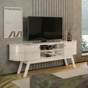 Rack TV 75 Pol 183cm Bancada para Sala Enzari M20 - D'Rossi - Calacata e Off White