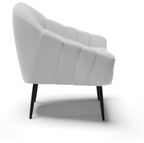 Kit 02 Poltronas Giovana Suede Pés Palito de Ferro Preto D03 - D'Rossi - Cinza