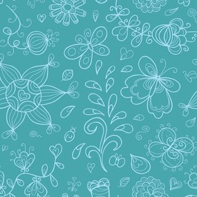 Papel de parede adesivo floral verde e azul