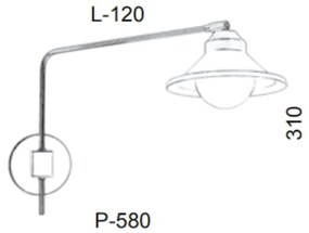 Arandela Haste Articulada Cúpula Aluminio Retro 12X58X31Cm Metal E Vid... (ROSE FOSCO, BRANCO (FOSCO))