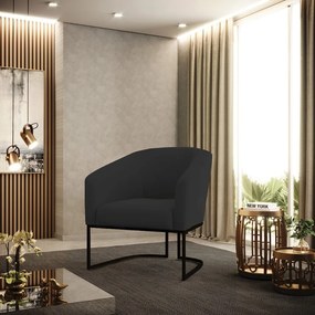 Poltrona Decorativa Industrial Preto Kit 2 Stella Veludo Preto D03 - D'Rossi