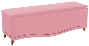 Calçadeira Estofada Yasmim 195 cm King Size Suede Rosa Bebê - ADJ Decor