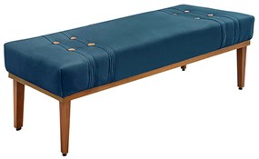 Recamier Decorativo 140cm Kors Veludo Pés de Madeira Azul Marinho G63 - Gran Belo