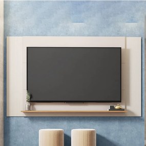 Painel TV até 65 Pol Extensível 136-150-180cm Suspenso Visari C01 - D'Rossi - Off White e Freijó