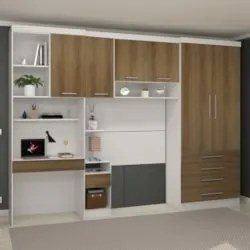 Guarda Roupa Solteiro Modulado CP02 Taiga Branco/Avelã L01 - Mpozenato