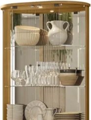 Cristaleira de Vidro Com LED Eva 90cm Z10 Cumaru/Opala - Mpozenato