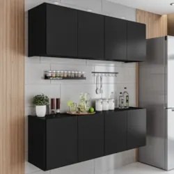 Armário de Cozinha e Balcão Suspenso 118cm Monna Preto Z34  - Mpozenat